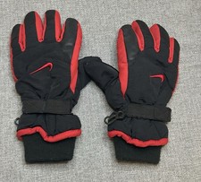 Youth Nike Winter Gloves Fleece Lined Cinch Clips One Size Black Red Boys