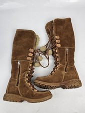 Timberland Girls' Brown Suede Pom Tall Knee-High Winter Boots US Size 10