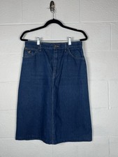 Vtg 80s 90s Wrangler High Waist Denim Midi Skirt Sz 14 Misses USA Western