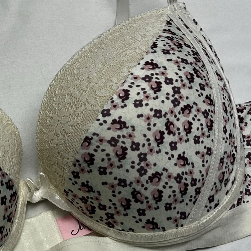 Sujetador para mujer Jezebel con aros de encaje push-up rosa púrpura estampado floral talla 38C Foto 2 de 4