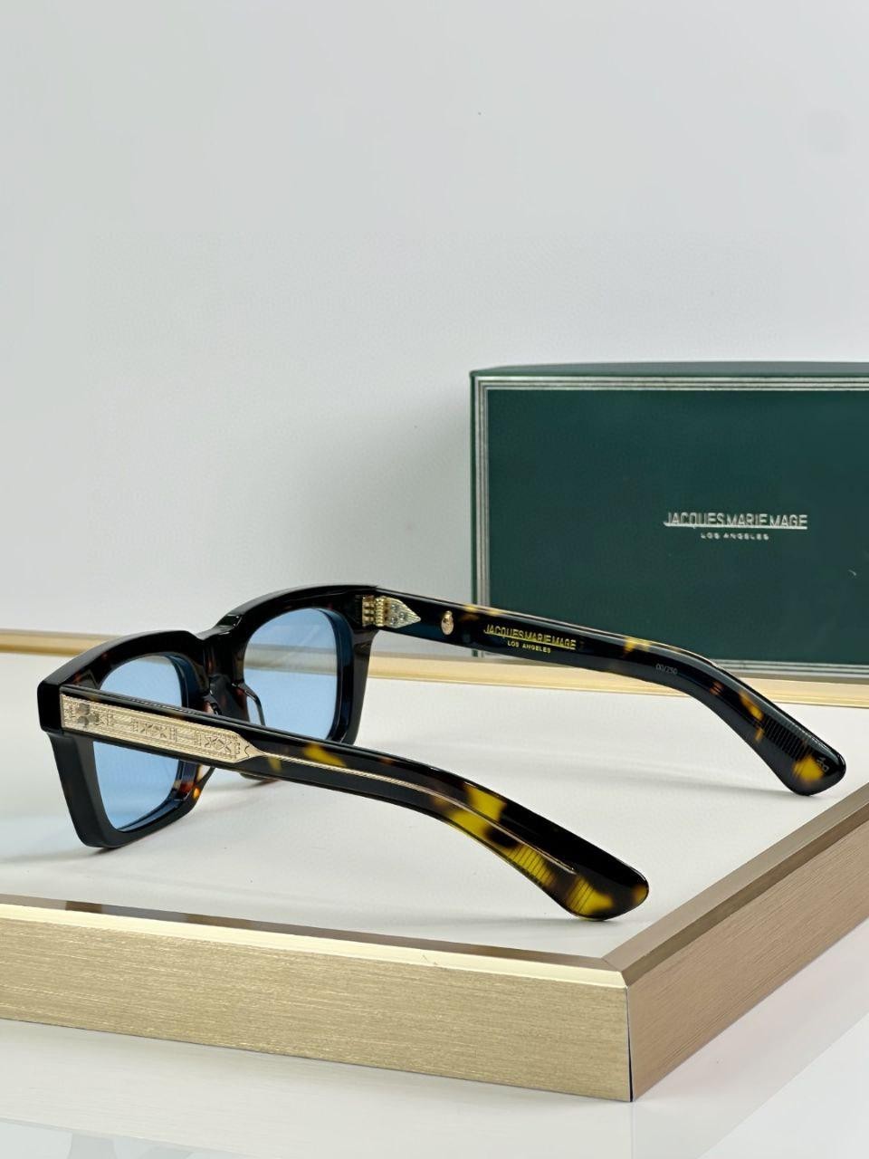 Jacques Marie Mage Square Sunglasses Tortoiseshell Acetate Blue Lenses Handmade image 6