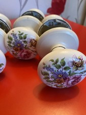 Vintage Ceramic Door Knobs X 3 Pair Floral Gainsborough Australia