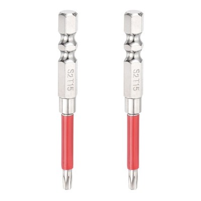 2pcs TT15 Torx Head Screwdriver Bit 1/4'' Hex Shank 2.6'' Magnetic with Hole Tip