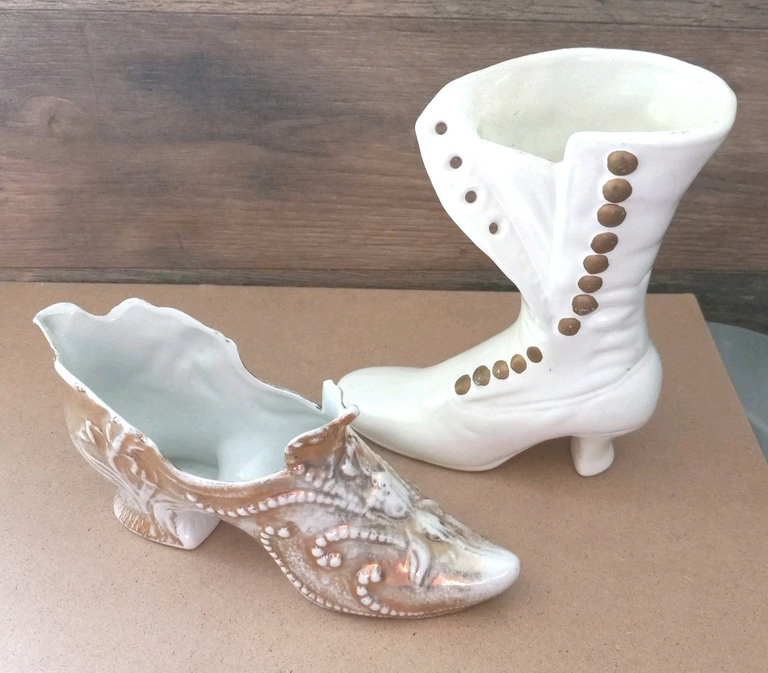 PANTOFOLA D’ORO Stivaletto Alto Bianco Oro Donna Ciabatta Scarpe Ceramica