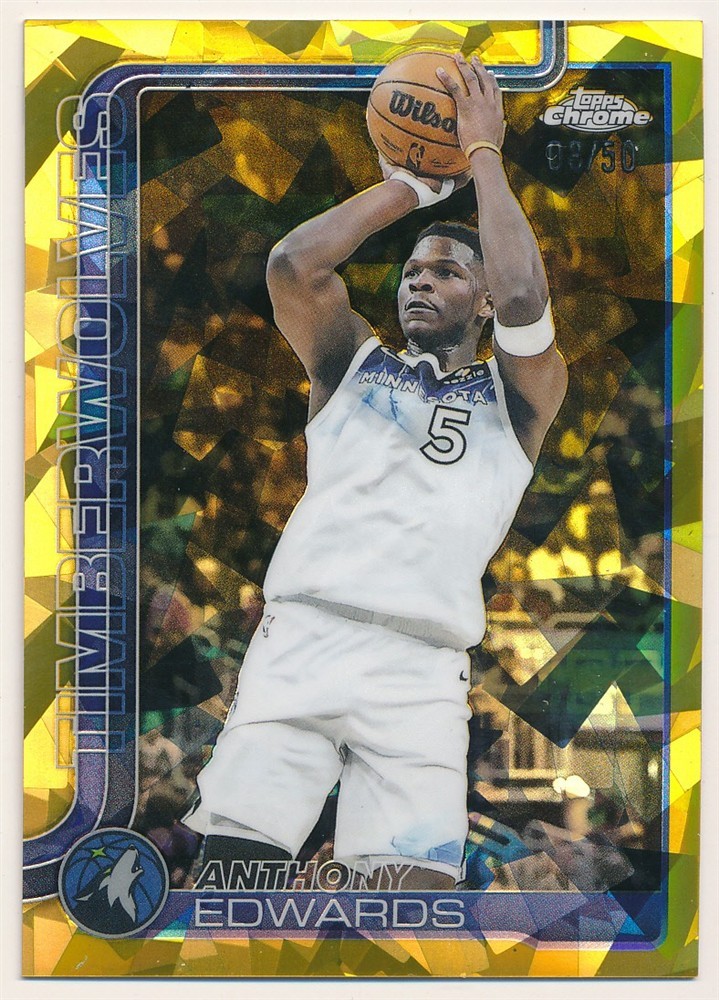 ANTHONY EDWARDS 2025/26 TOPPS CHROME SAPPHIRE #151 GOLD REFRACTOR MINT SP #08/50
