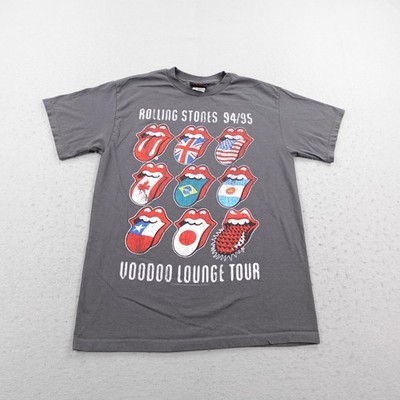 Rolling Stones Shirt Mens Medium Gray Voodoo Lounge Tour 94/95 Hot Lips Flags