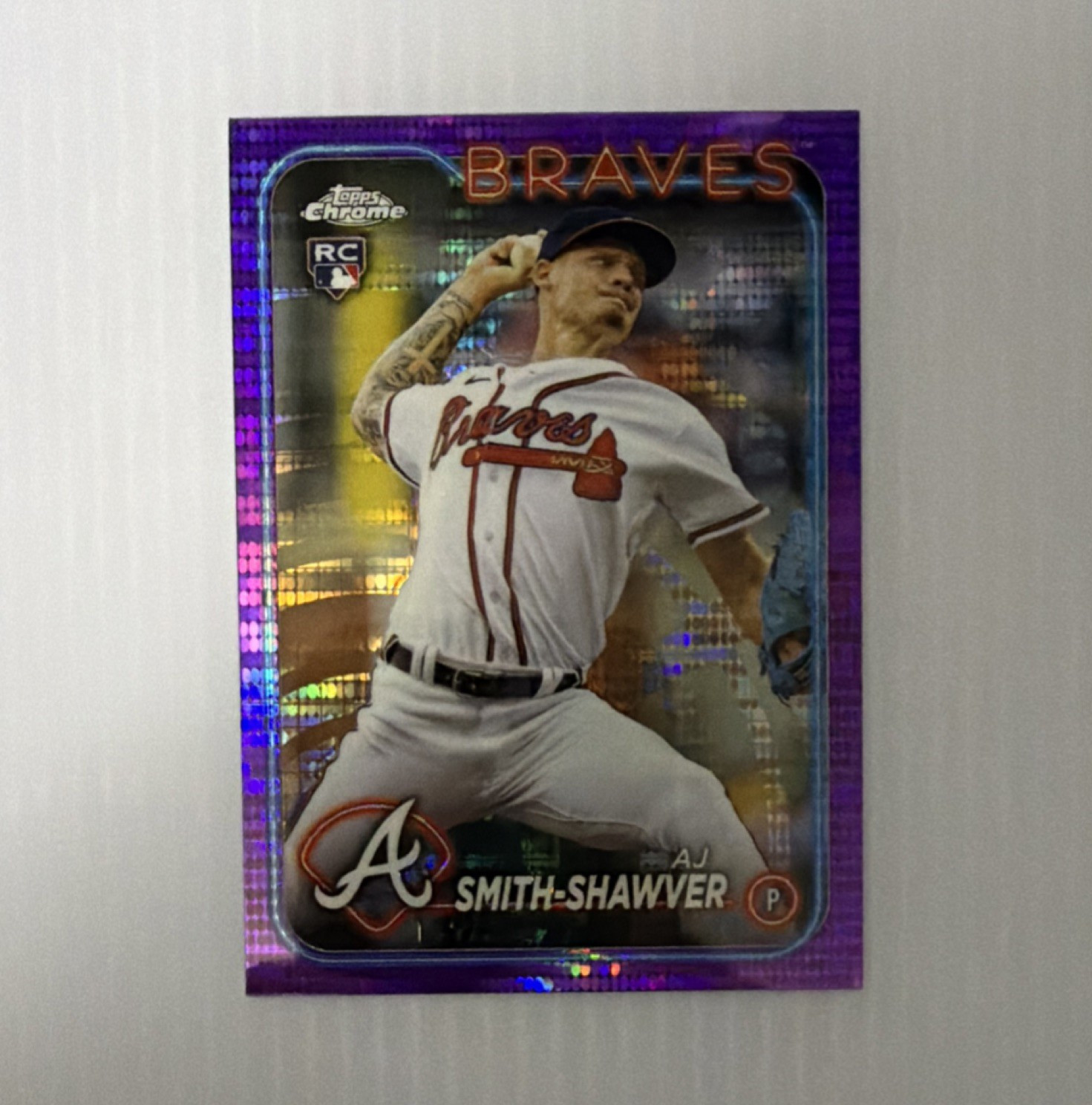 2024 Topps Chrome AJ Smith-Shawver Rookie #19 Purple Sonar Refractor /275 Braves