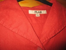 FLAX  tomato orangey red linen jacket small  but generous 22" a to a