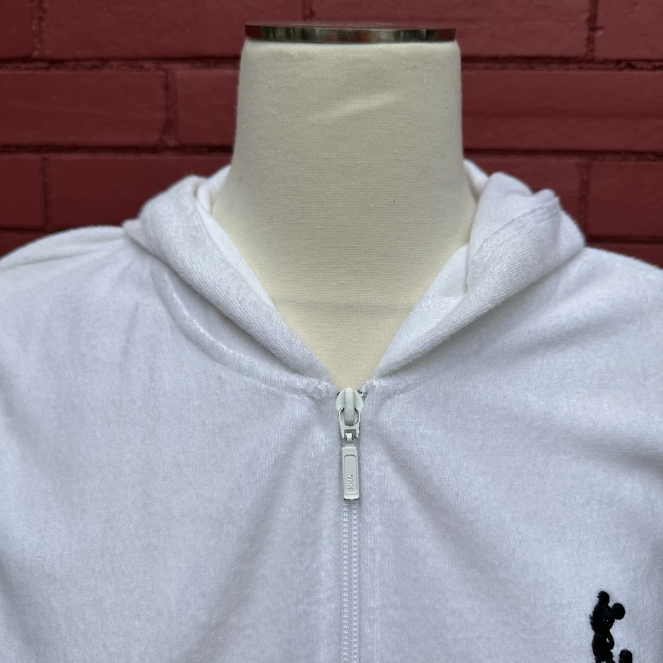 Roupão Mickey Mouse feminino parques da Disney tamanho G branco algodão piscina com capuz cobrir - Imagem 4 de 4