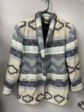 Vintage 90 s Coldwater Creek Southwestern Jacket L Boho Aztec Colorful Artsy T7B