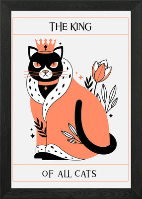 Der König aller Katzen Zitat gerahmtes Wandbild Poster Leinwanddruck Bild