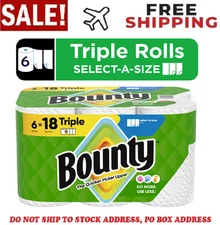 Bounty Paper Towels Select-A-Size, 6 Triple Rolls Free Shipping