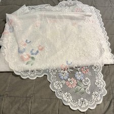 Vintage Floral Lace Curtain Panel 82.5  Sheer...