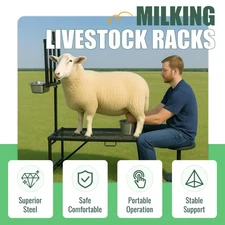 New Black Livestock Feeder Horned Milking Stand Adjustable For Goats & Sheep