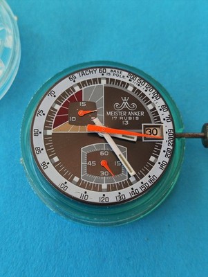 VINTAGE NOS MEISTER ANKER CHRONOGRAPH MOVEMENT & CASE 36MM MENS WATCH _3813