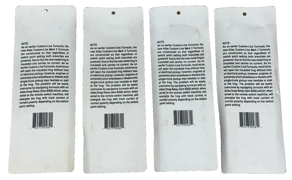 4 ATLAS HO CUSTOM-LINE "MARK-3' TURNOUTS-2 #4 RIGHT 282 & 2 #4 LEFT 281 -$0 SHIP - Image 4 of 4