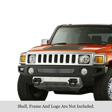 For Hummer H3 06-10 1-Pc Chrome Polished 8x6 mm Horizontal Billet Bumper Grille