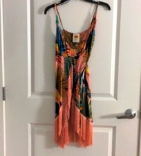 Farm Rio XS Toucan spaghetti strap orange and pink dress