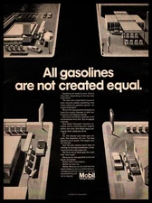 1968 Mobil Gasoline Birds Eye Aerial View Service Station City Model Print Ad