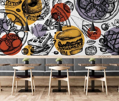 3D Fast Food Illustration Self-adhesive Removable Wallpaper Murals Wall 471