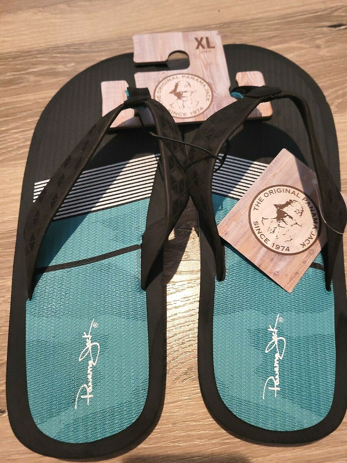 New Panama Jack Black Aqua Blue Sandals 