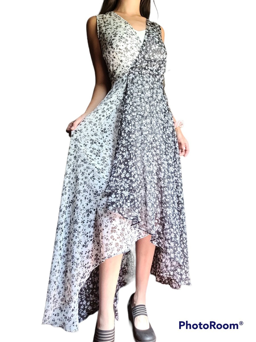 calvin klein flowy dresses Floral Print Tie Neck Long Sleeve A Line Mini Dress main image 1
