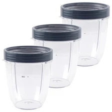 3 Pack 18 oz Short Cup Includes Lip Ring for NutriBullet NB-101B NB-101S NB-201