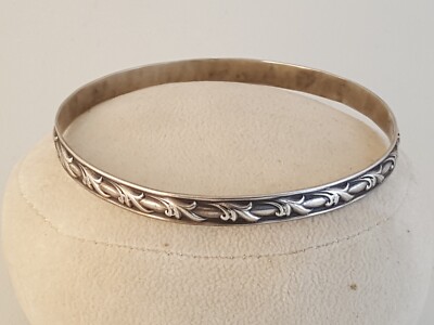 Vintage Danecraft sterling silver bangle bracelet textured floral