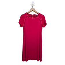 Calvin Klein Hot Pink Barbiecore Studded Shirt Dress Sz 10