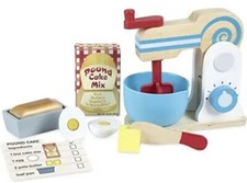 MELISSA  DOUG Make-A-Cake Wooden Mixer Set - 11 Pieces - Ages 3 