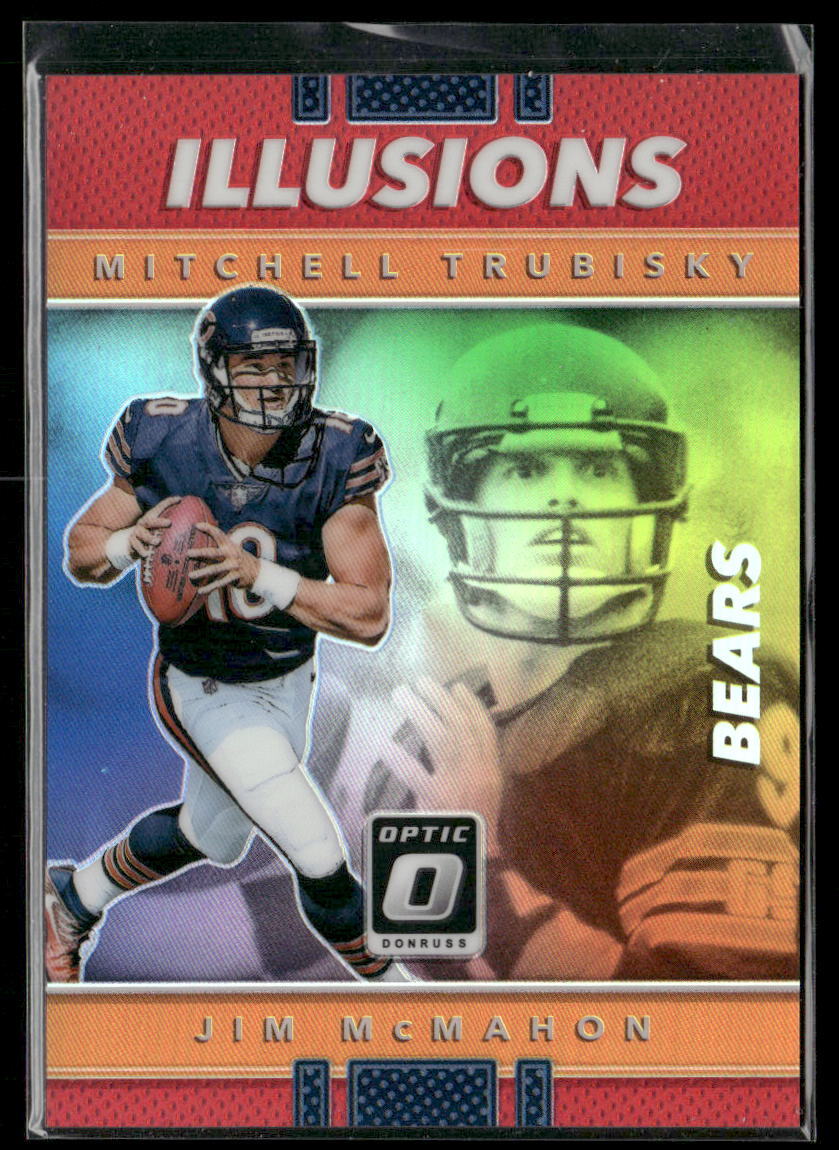 2017 Donruss Optic Illusions Mitchell Trubisky McMahon #6 Red Prizm /99 RC Bears