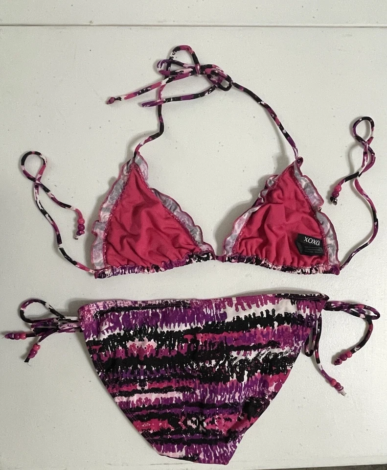 Conjunto de bikini geométrico halter XOXO traje de baño talla grande Foto 2 de 4