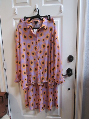 new NASTY GAL purple 2 piece blouse and wide leg pants Sz L