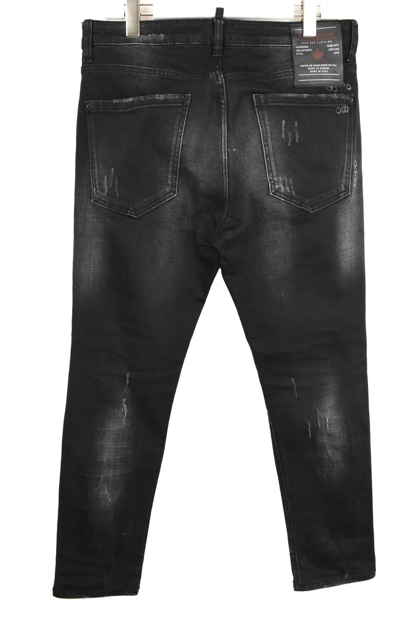 DSQUARED2 Jeans Men s EU 50 Ripped Faded Tapered Fit Button Fly Distressed