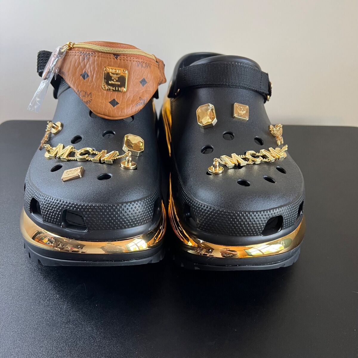 MCM x Crocs Mega Crush Clog w/Belt Bag Bracelet Black size MCM x Crocs Mega Crush Clog w/Belt Bag Bracelet Black size
