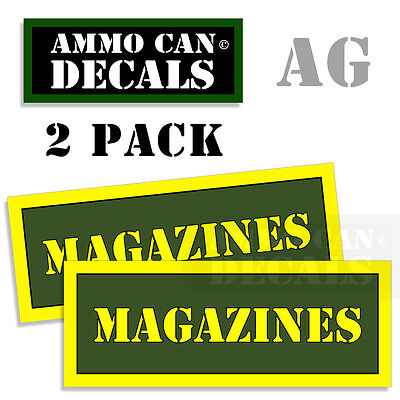 MAGAZINES Ammo Decal Sticker bullet Can Box ARMY Gun safety Hunting 2 pack RD