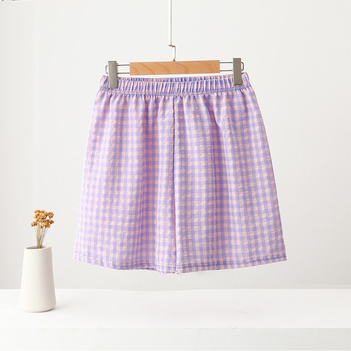 Women's Plaid Casual Shorts Ladies Loose Wide Leg Pajamas Shorts Summer - Picture 19 of 24