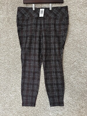 Torrid Pocket Pixie Luxe Ponte Herringbone Red Grey Pants Plus Size 1XL