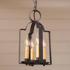 Kettle Black Metal Double Saddle Light. Hanging Light