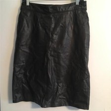 Pelle Vintage 1980's-1990's Black Genuine Leather Skirt 13/14