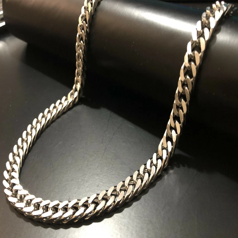 Collana catena in acciaio inox da uomo grumetta punk rapper argento 45 50 55 cm - Immagine 2 di 4