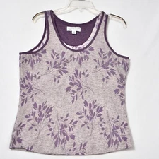 Karen Neuburger Live Love Lounge Tank Top Gray Purple Sleep Lounge Size Large