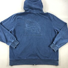 VTG United States Veteran Hoodie U.S Zip Up Sweatshirt USA MADE Mens XL