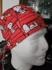 SNOOPY SITTING ON HIS DOG HOUSE HANDMADE SURGICAL SCRUB CAPS