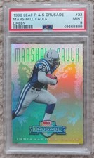 1998 Leaf Rookies & Stars Crusade Green #32 Marshall Faulk #32/250 PSA 9 Colts