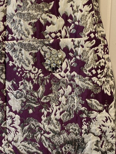 NWOT Laundry by Shelli Segal Size 8 Purple Silver Sheen Lined High Neck Dress - Picture 4 of 12