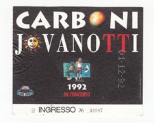 Biglietto Ticket LUCA CARBONI JOVANOTTI 1992 In Concerto Torino TOUR PalaRuffini