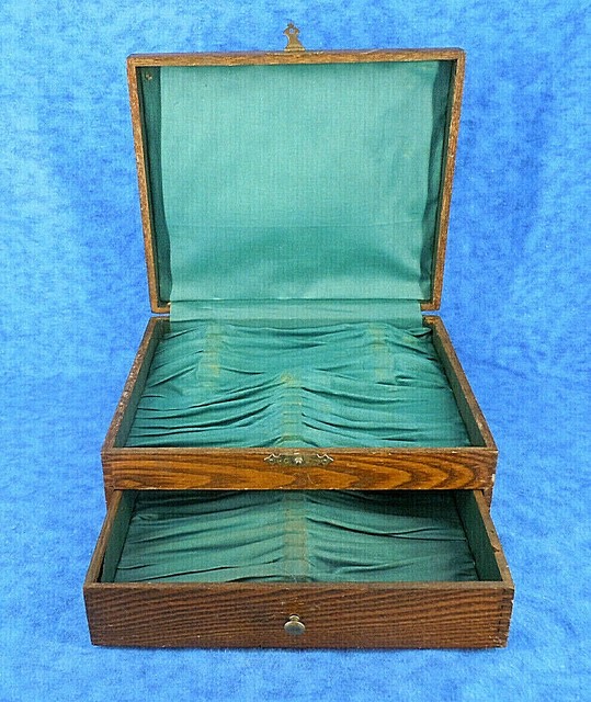 Vintage Wooden Flatware Silverware Chest Storage Box with Drawer