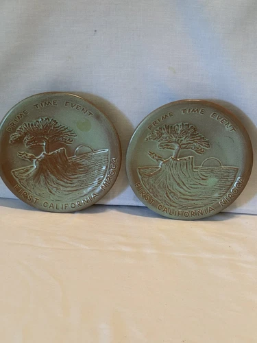 2 Of The Same Frankoma 6” Niroga Prime Time Event Plates Prairie Green Excellent