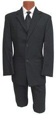 Boys Black Two Button Suit Blazer with Matching Pants Wedding Ringbearer Church
